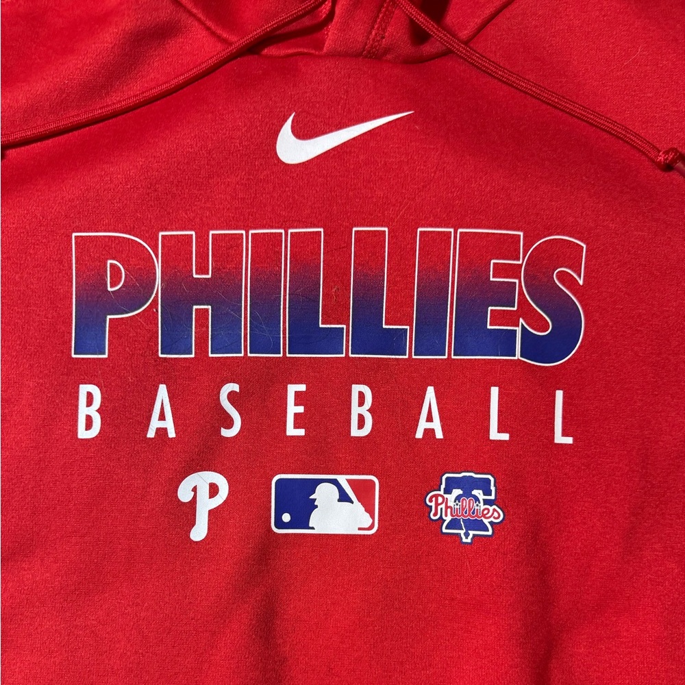 Nike Dri-Fit Philadelphia Phillies MLB Center Swoosh Pullover Hoodie Mens Large - Picture 3 of 11